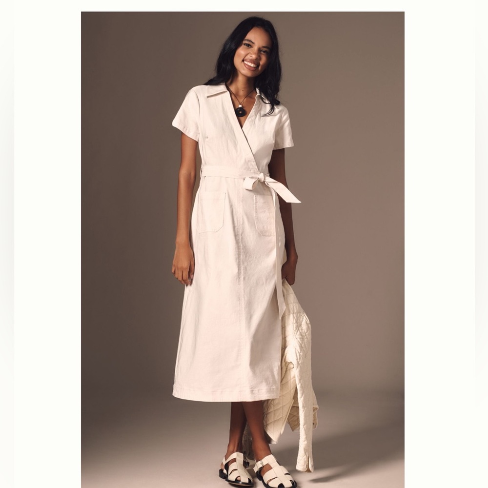 NWT Anthropologie Maeve Colette White Wrap Dress